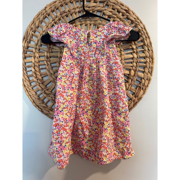 Old Navy Other - Old Navy Girls Floral Flutter Sleeve Shift Dress Pink Orange Yellow 4T